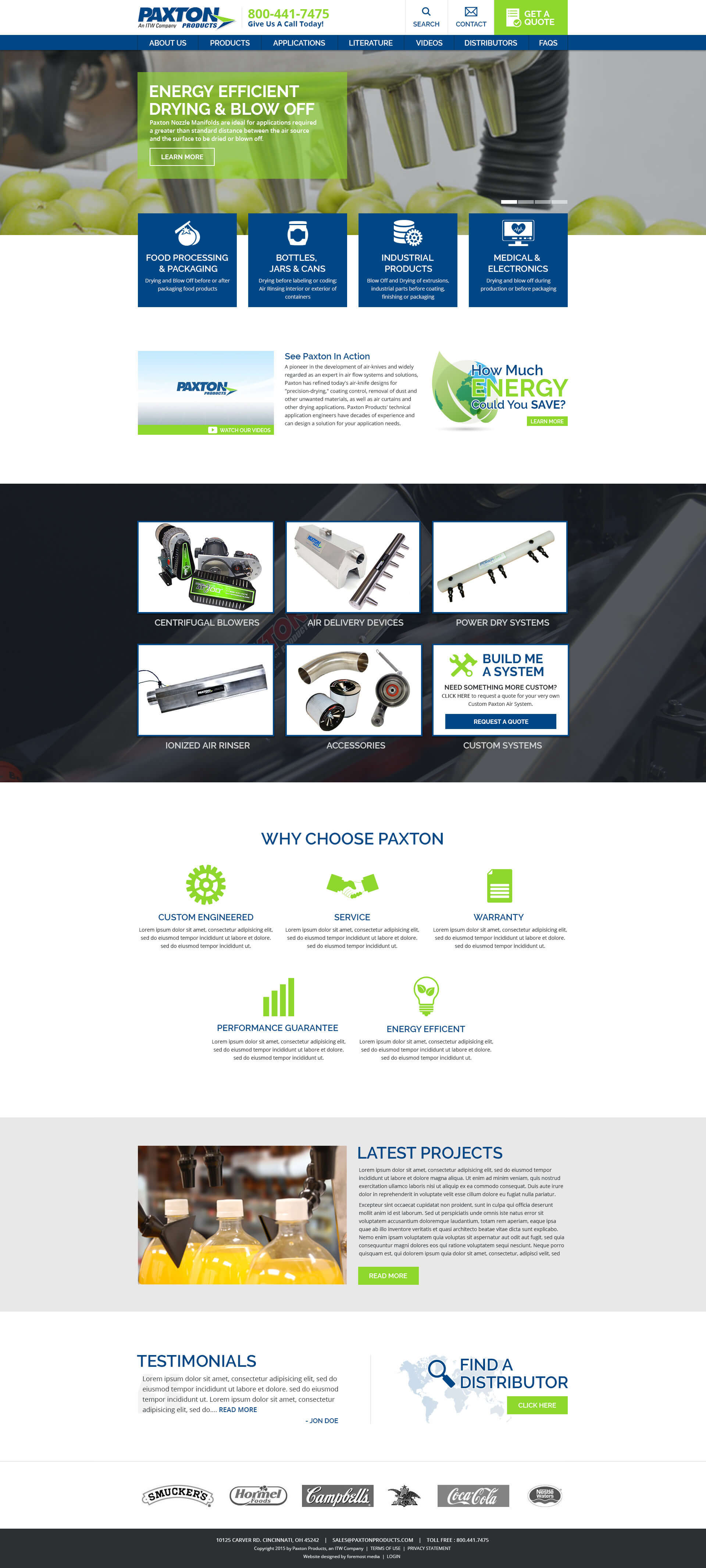 Example of the new and improved DNN website designed by Foremost Media for Paxton Products, an ITW Company