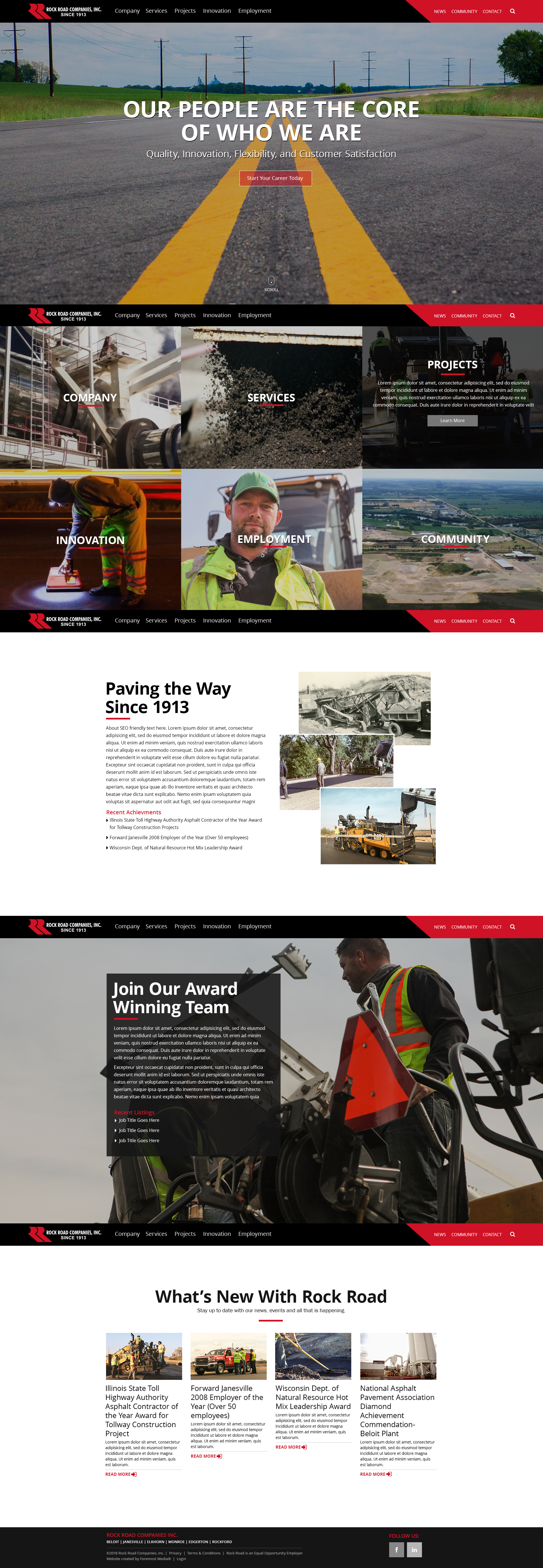 Example of the new and improved DNN website designed by Foremost Media for Rock Road Companies, INC.
