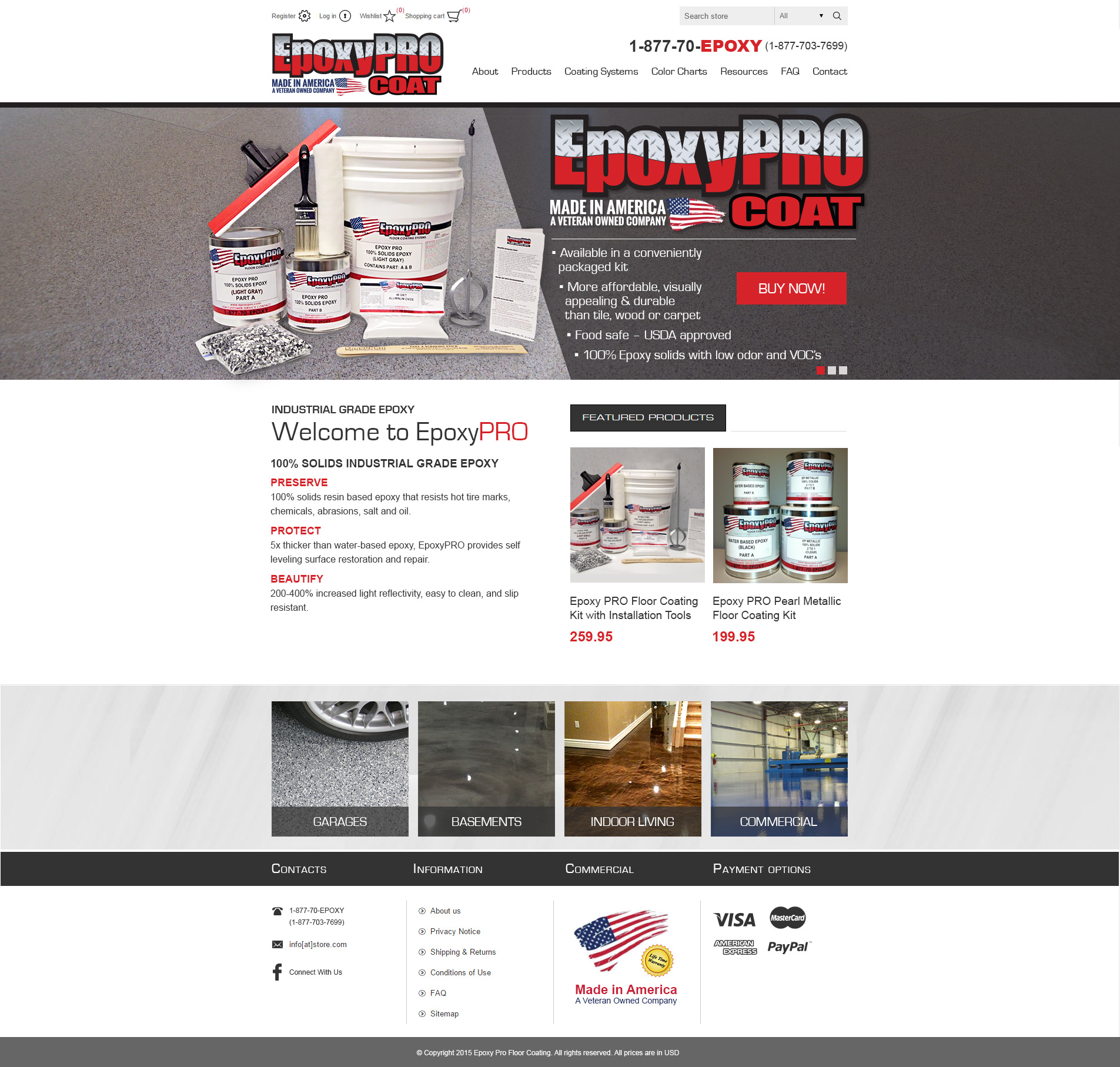 Example of the new and improved nopCommerce website designed by Foremost Media for Epoxy Pro Coat