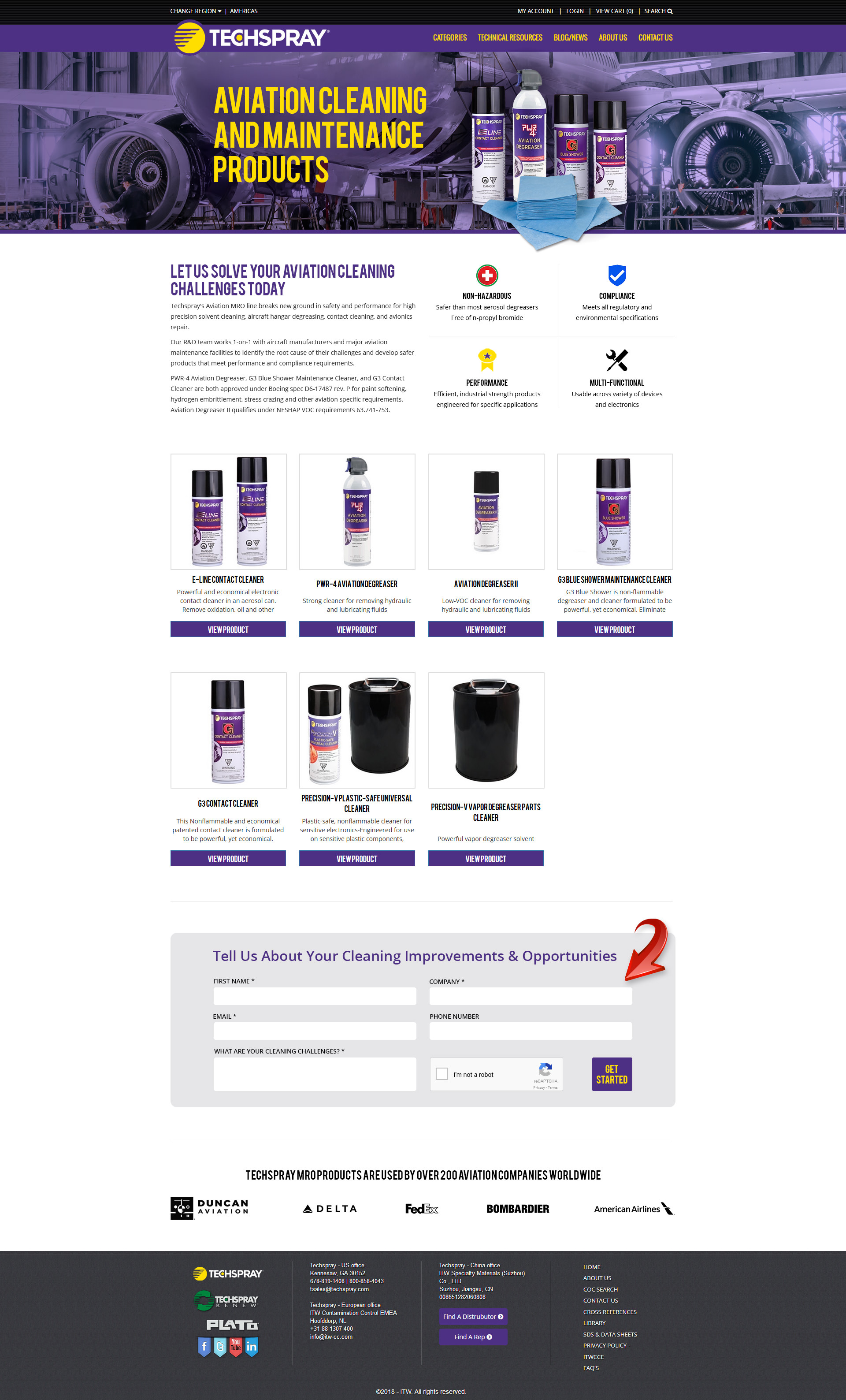 Example of the new and improved nopCommerce website designed by Foremost Media for Techspray
