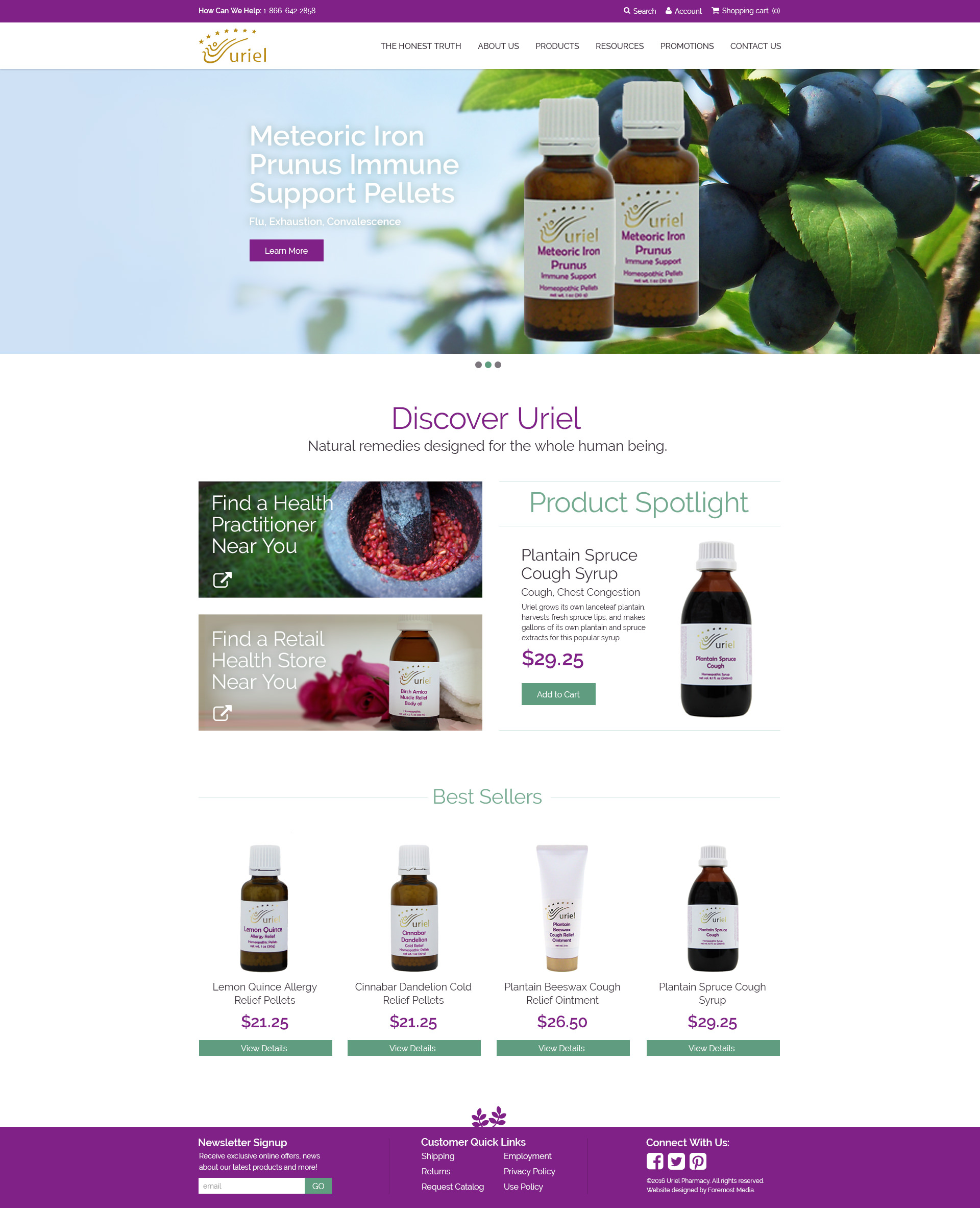 Example of the new and improved nopCommerce website designed by Foremost Media for Uriel