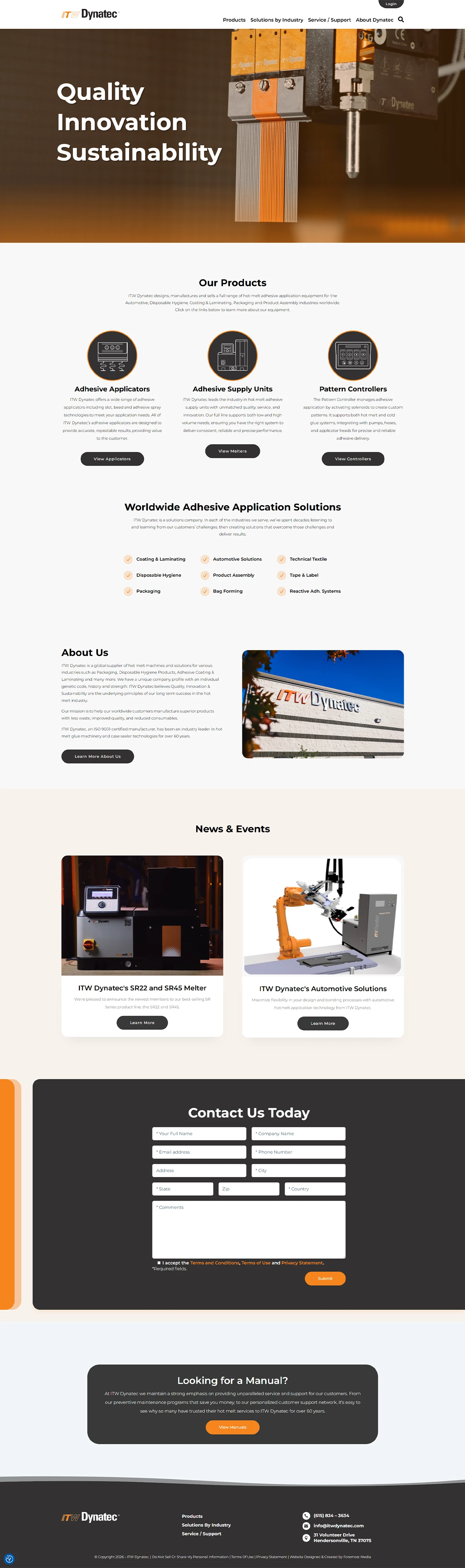 Dynatec home page design 