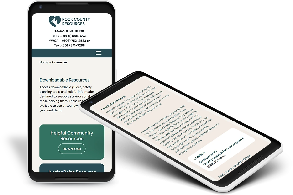 rock county resources design on phones