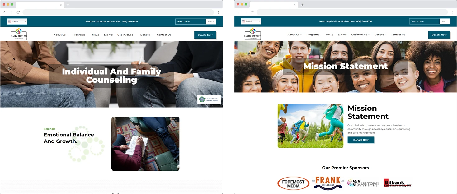 interior page mock ups on devices browser screens
