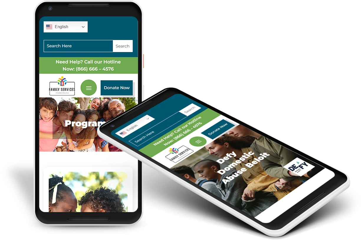 interior page layouts on cell phone mock ups