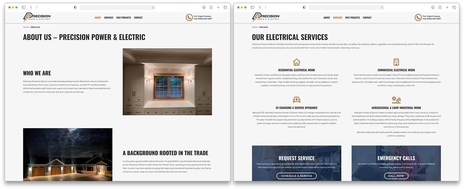 interior page designs on browser mock ups