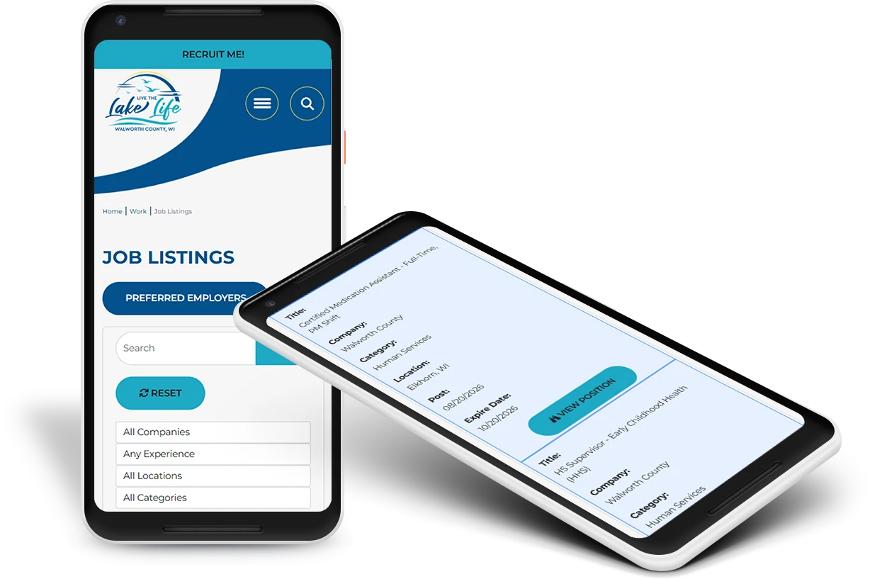 Job portal mock up on phones