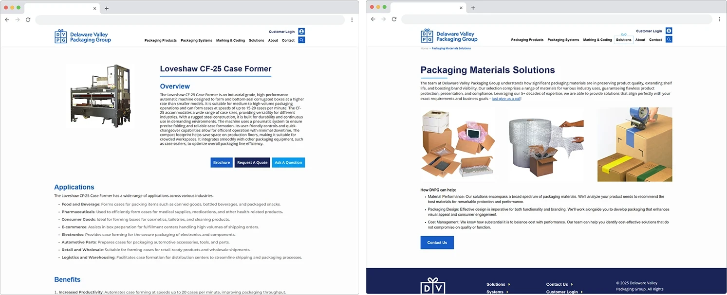 interior page designs in browser mock ups
