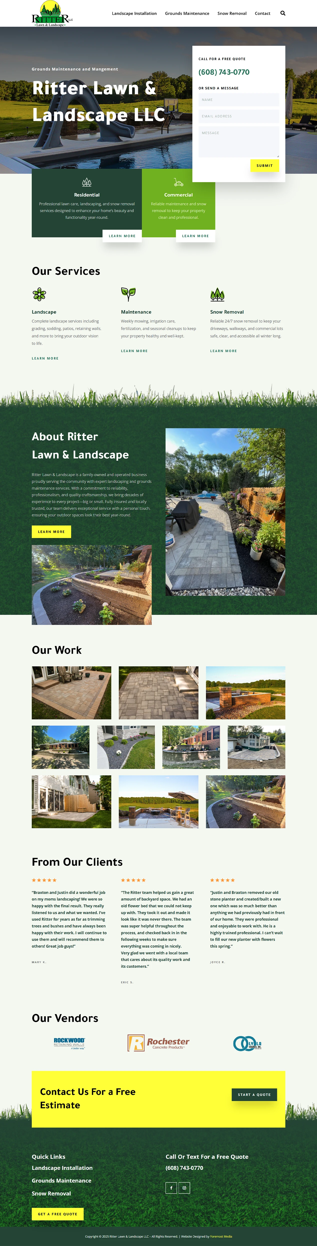 Ritter Lawn home page design