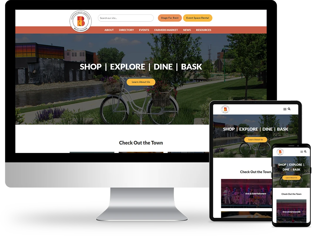 downtown beloit hero design on devices