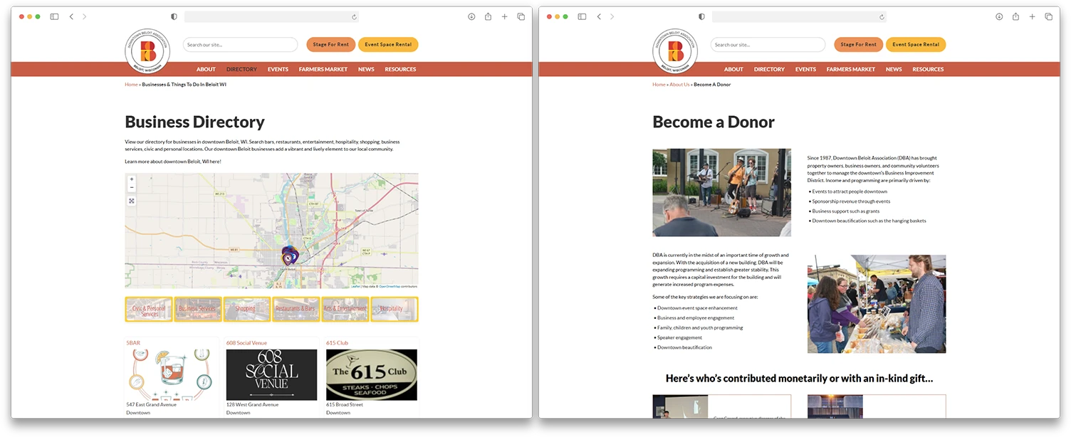 beloit interior page web design