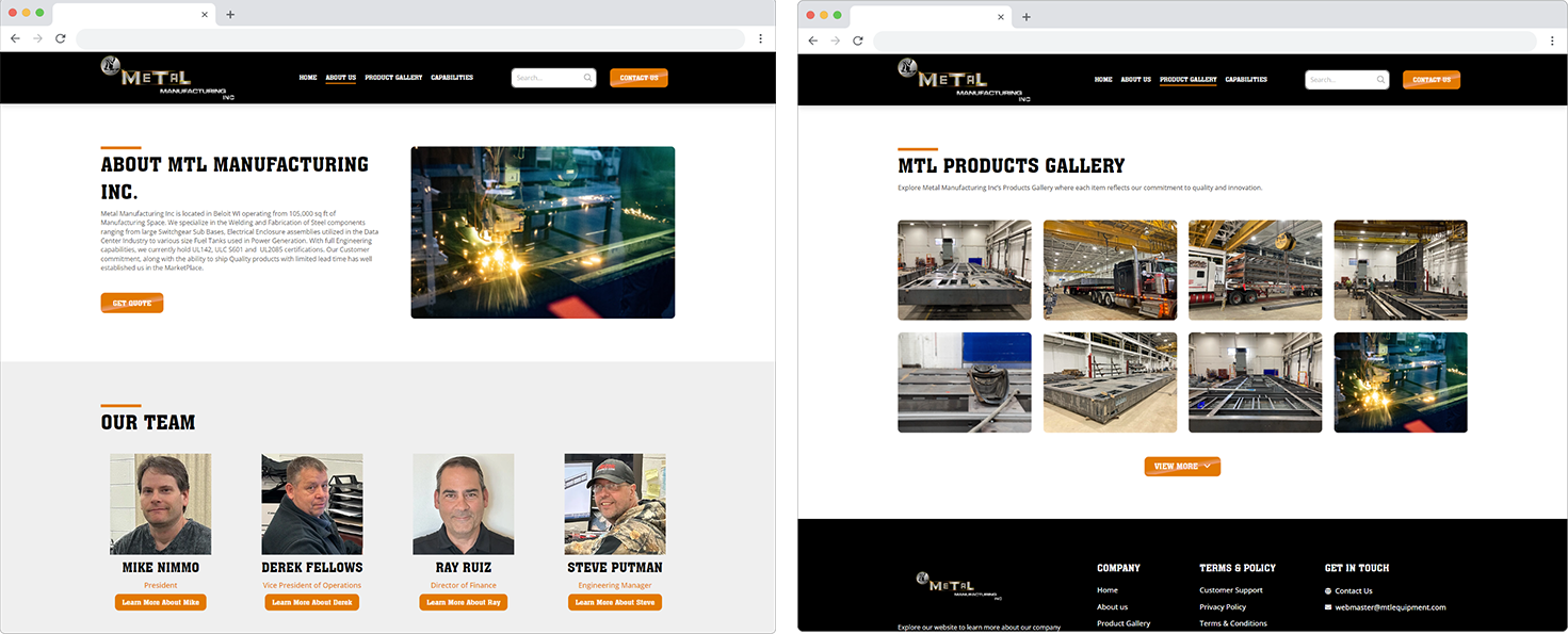 page designs on browser mockups