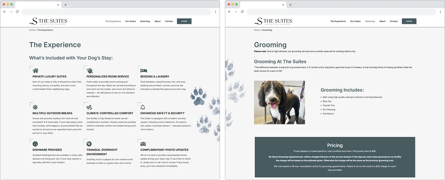 interior page designs on browser mock ups