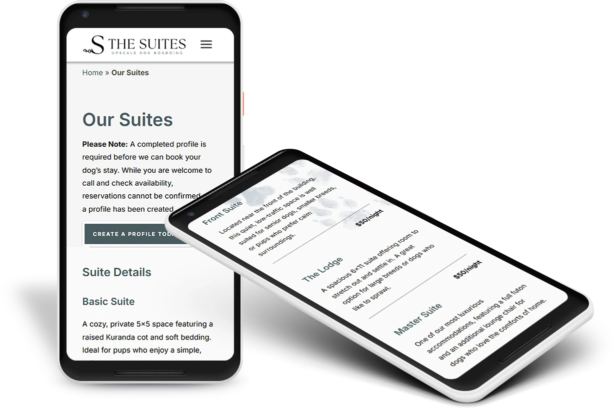 interior page design on phones
