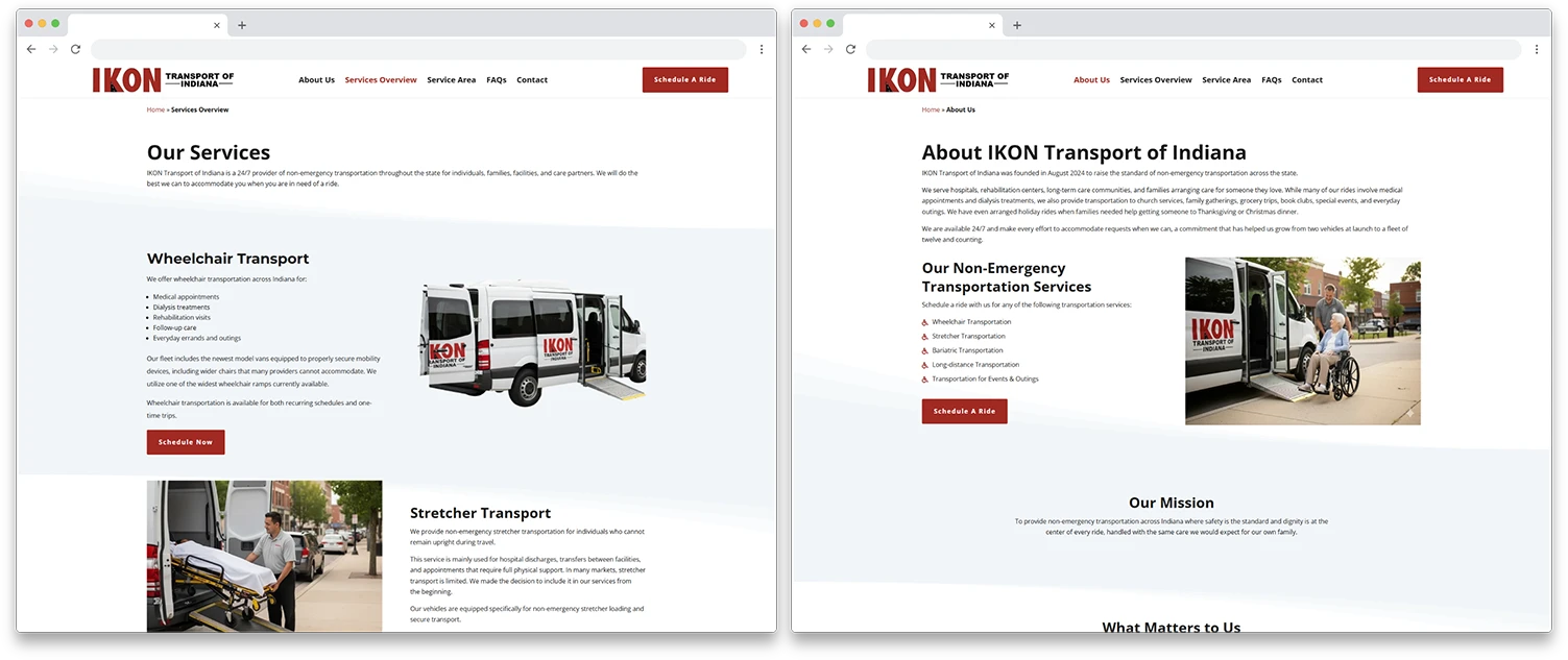 interior page designs on browser mockups 