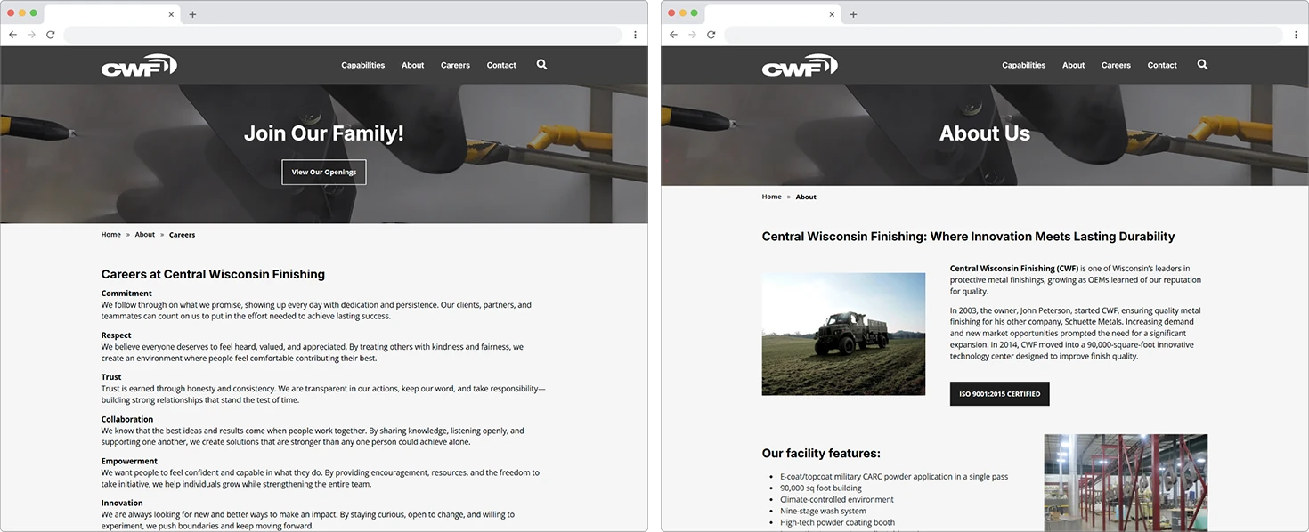 interior page designs on browser mock ups