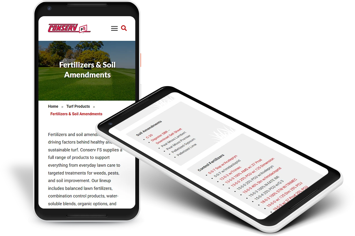 interior page mock up on phones
