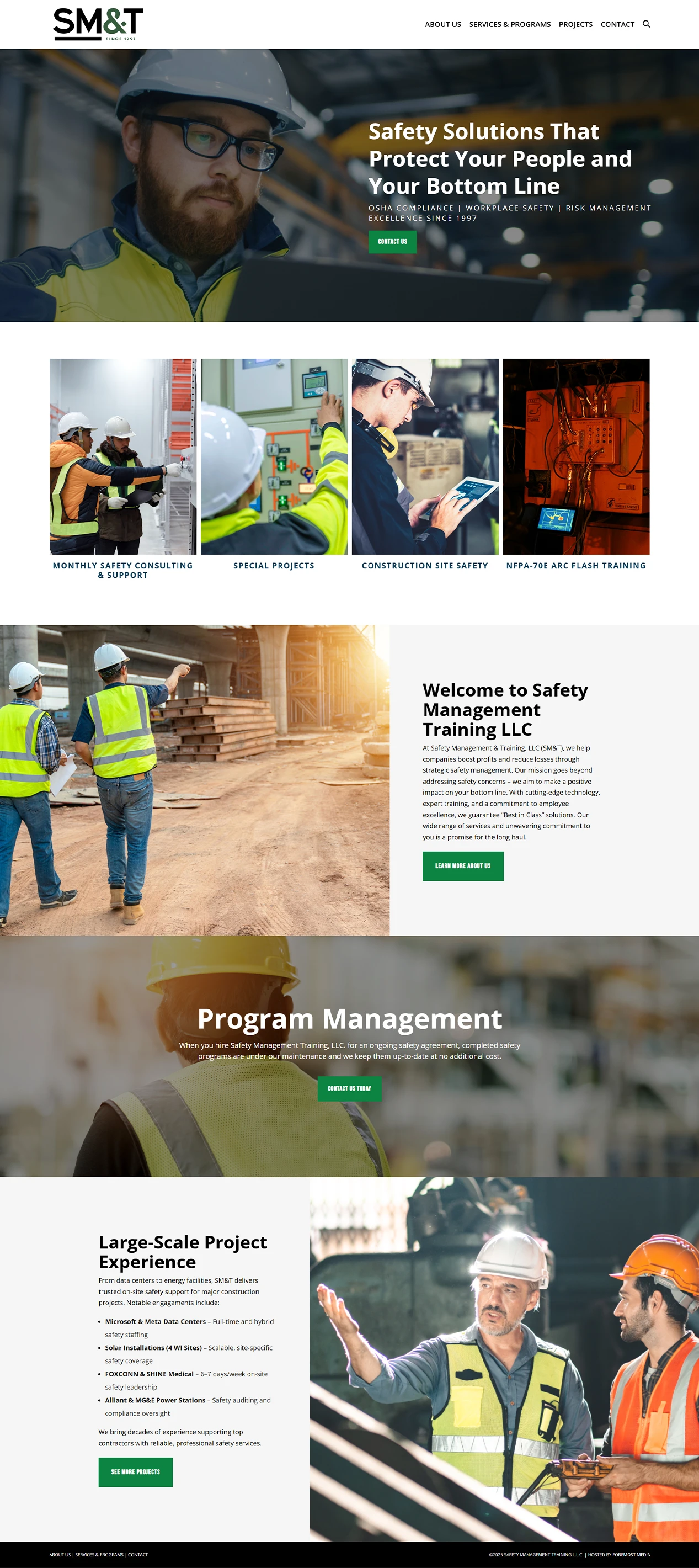 home page design safety management training