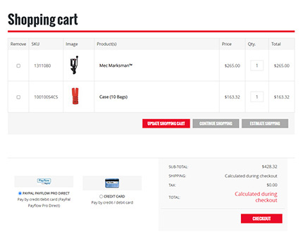 ECommerce Cart Page